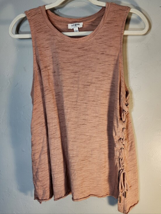 Umgee Tops - Umgee Pink/peach Side Lace-Up Tank